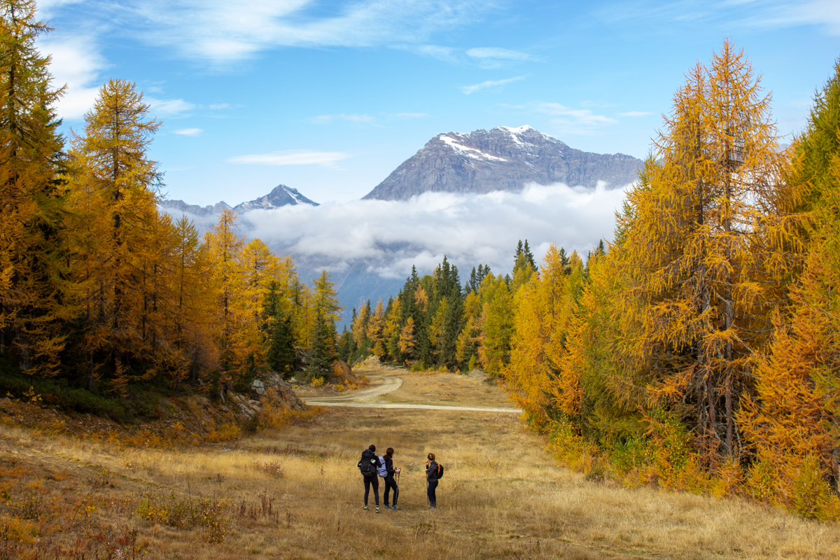 Persone in un paesaggio autunnale